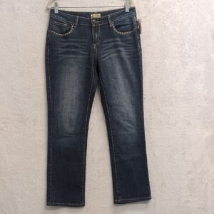 Earl Jean Women's Mid Rise Dark Wash Straight Leg Jeans Size 6 Petite